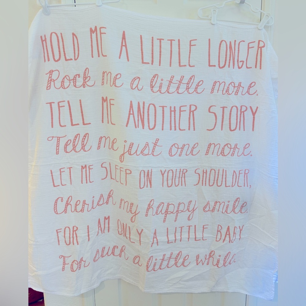 White Baby Blanket/SWADDLE with Pink Text